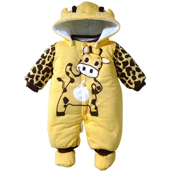 

High quality Thick warm Winter Cartoon Cow And Ladybug Cotton Infant Jumpsuit Clothing Baby Romper