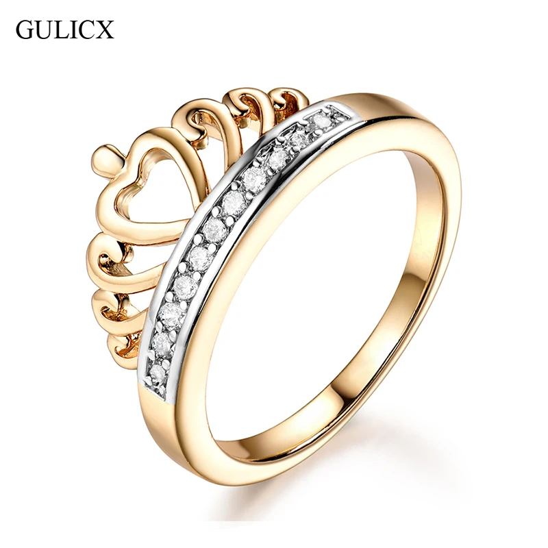 GULICX Channel ajuste Forma de Corona anillos de mujer con Circonia ...