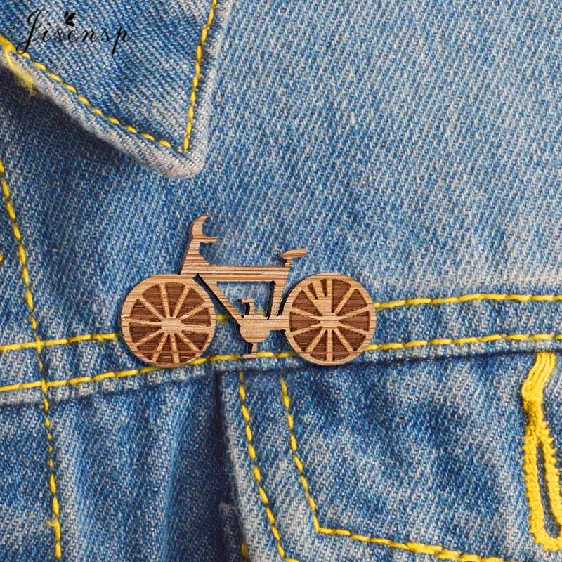 BICYCLE BROOCH ready to give, gift box, solid Beech wood brooch, solid wooden engraved pin, perfect Christmas gift idea, Birthday gift idea