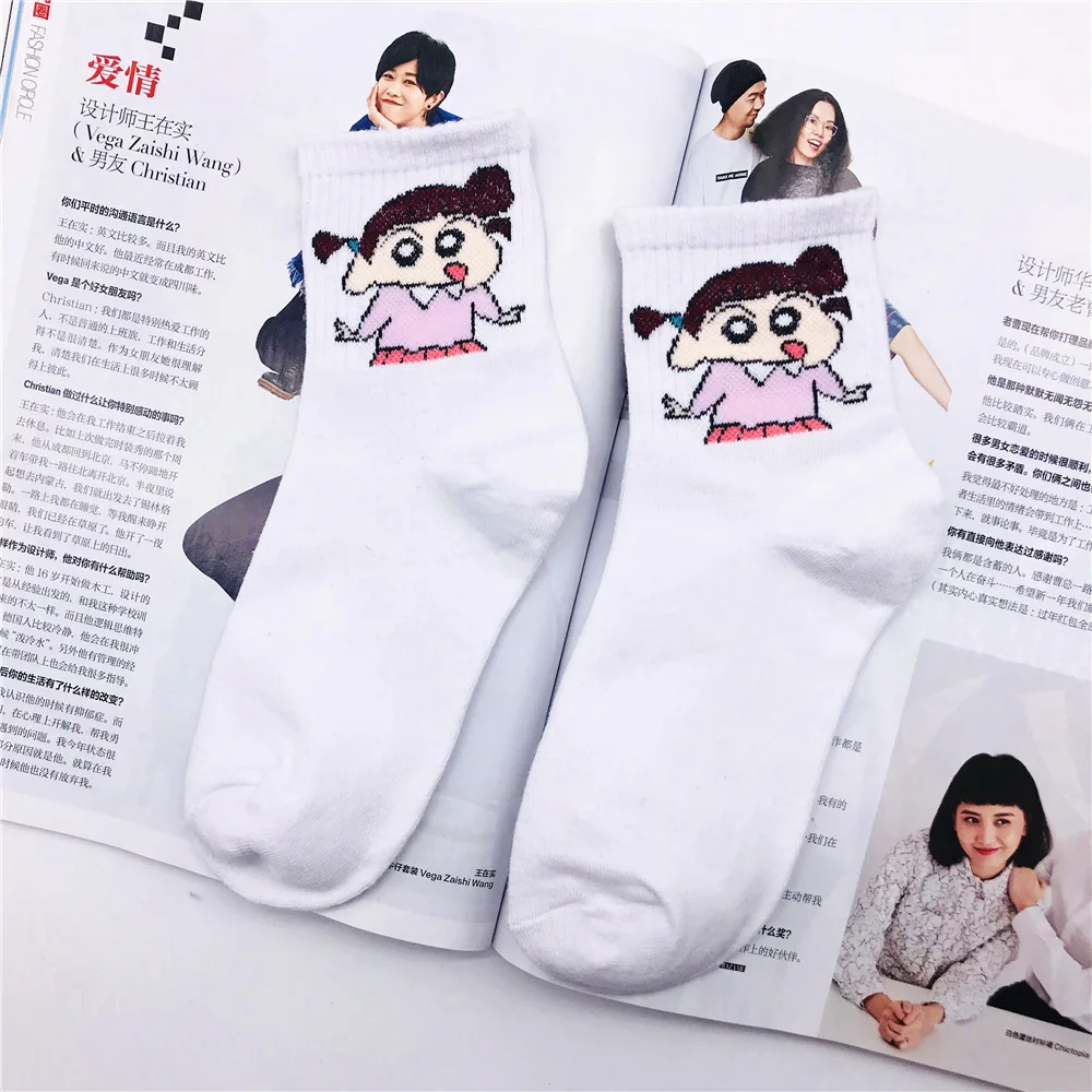 Новые милые Носки с рисунком Crayon Shin Chan, женские хлопковые крутые короткие носки с героями мультфильмов, хипстерские носки для скейтборда, забавные женские носки - Цвет: 118