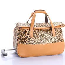 YISHIDUN NEW women Girl kids Leopard trolley cases luggage 21 inch wheels Swivel Casters PU travel