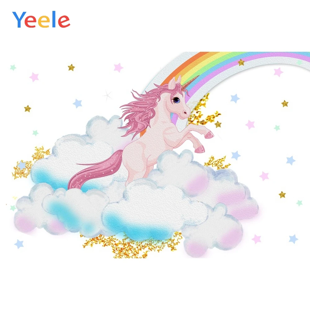 Фоны для фотосъемки Yeele с единорогом на день рождения вечерние радужные