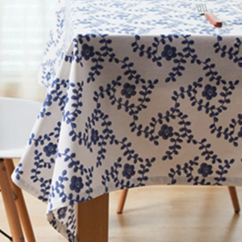 Blue and White Tablecloth cotton&linen table cloth modern tablewear