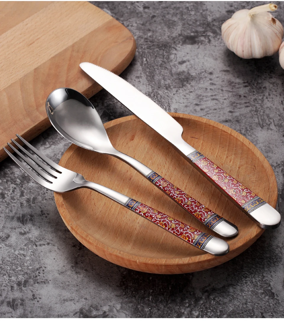 LIYIMENG 4Pcs Stainless Steel Knife Fork Set Dinnerware Sets Steak Cutlery Western Tableware Dinner11