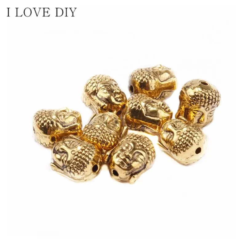 

Vintage Buddha Head Tibetan Silver Spacer Beads Metal Charms For DIY Jewelry Making Bracelets 10mm 20pcs