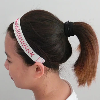 

2019 Baseball Leather Headband Sports White Red Softball 3/4" Headband