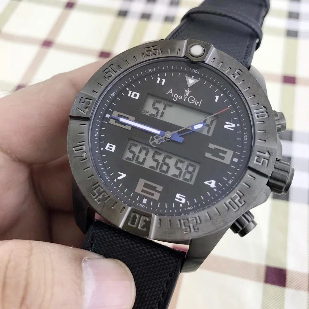 

Luxury Brand New Canvas Leather Blue Rubber Digital Men Watch Stopwatch Full Black Carbon Fiber Sapphire Crystal Watches AAA+