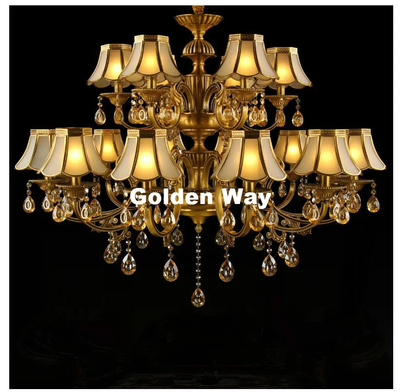 Lustre de cristal, luminária moderna, design de 18l, d110cm, h95cm, acabamento em bronze