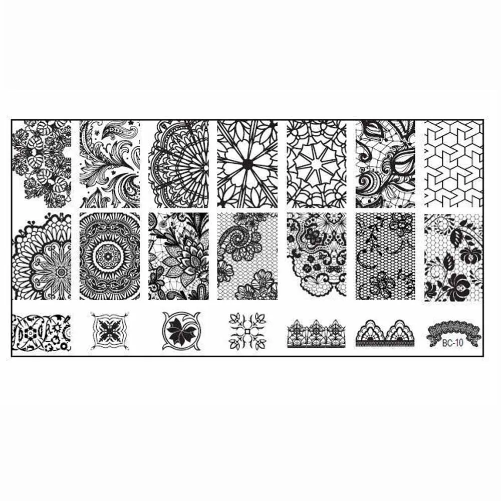 

18 Types Nail Stamping Plate Round Lace Mandala Grid Icon Flower Line Nail Art Stamp Image Plate Stencil For Nails Manicure #H