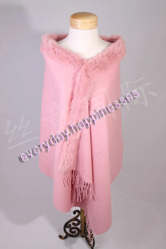 Женское Новое поступление шаль распродажа модные брендовые шарфы 4Ply шерсть с кроличьим мехом страстный шарф шерсть шаль - Цвет: Pink