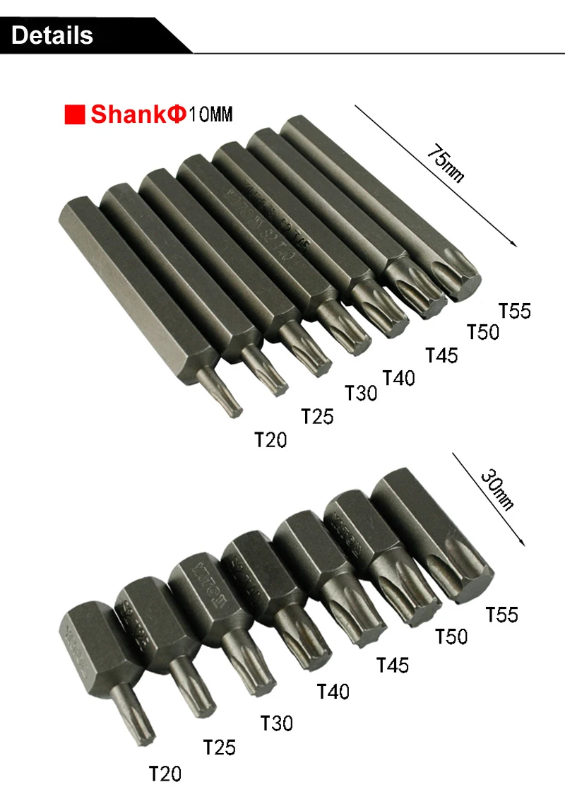 10 мм hex Heavy Duty Воздействие прецизионных отверток для ослабить Шурупы Torx Отвёртки Набор бит+ 1/" гнездо привода адаптер