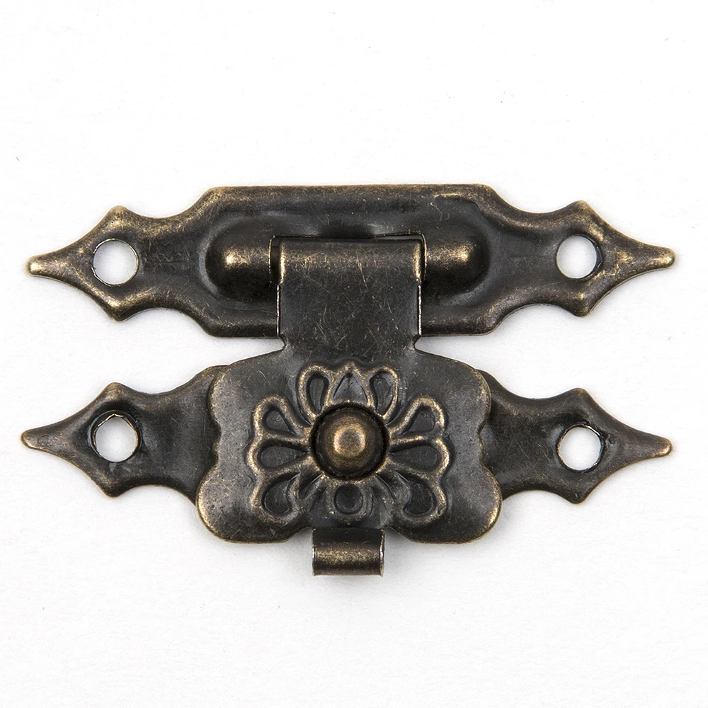 15pcs/set Antique Drawer Wood Box Cabinet Door Hasp Lock Hook Latch Butterfly Hinges For Jewellery Fittings Furniture Decorative