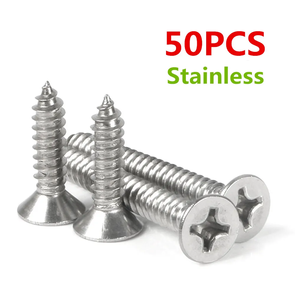304 stainless steel self tapping screw cross countersunk head screw