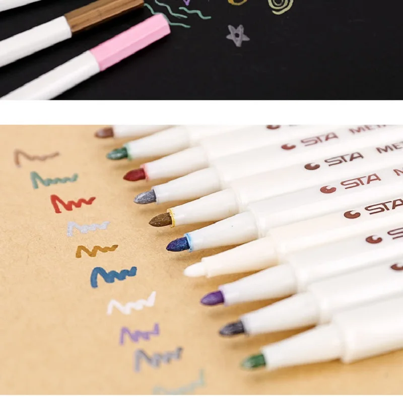 10 шт. разные металлические цветные акварельные ручки для скрапбукинга фотоальбом художественный маркер гелевая ручка канцелярские