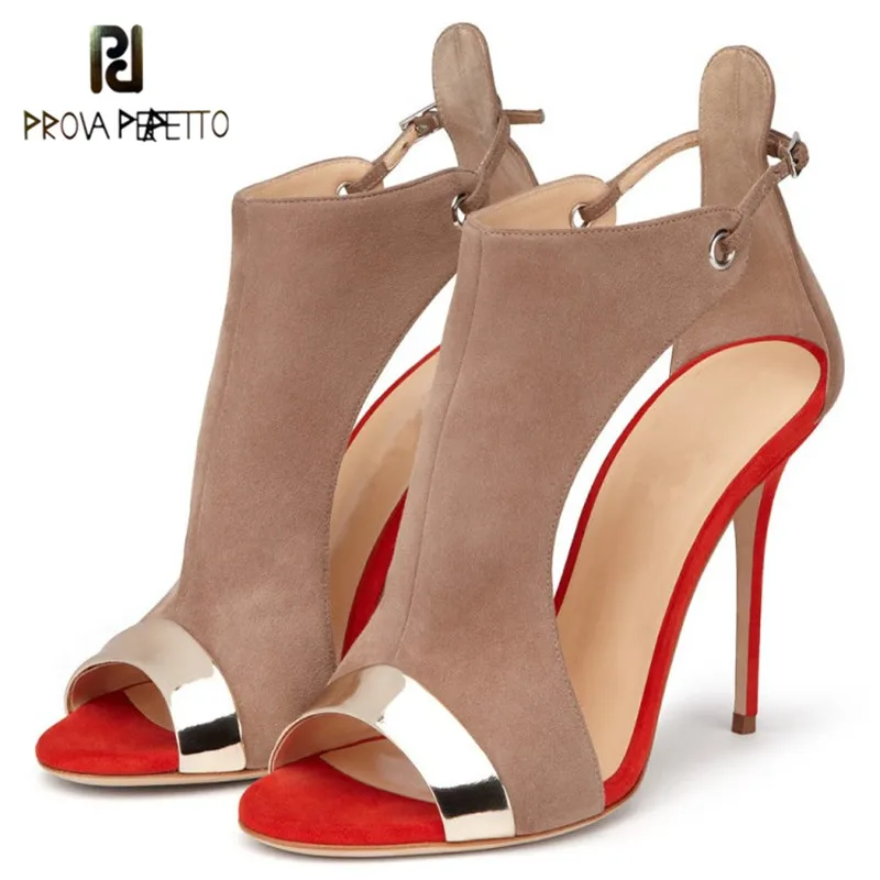 

Prova Perfetto Sexy Fish Head High Heel Ladies Sandals Summer Hollow Out Ankle Boots Sandals Large Szie High Heels Party Shoes