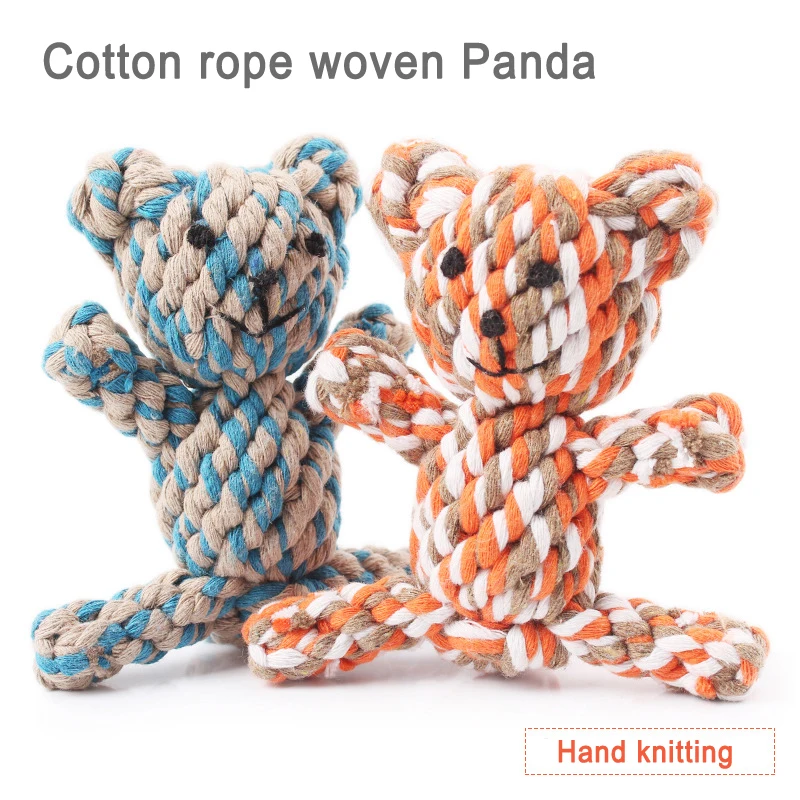 

1 pcs Pet toys Hand knitting Color stripe Cotton rope woven Panda suitable for play interactive games with dogs cats