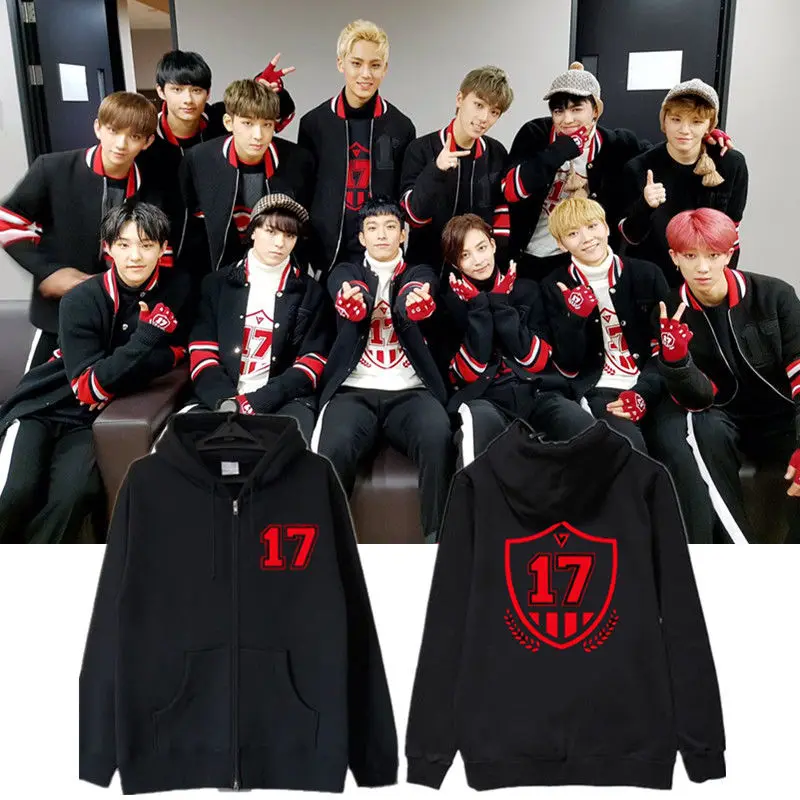 Allkpoper KPOP собирается семнадцать 17 молния Sweatershirt Wonwoo Sweatershirt Joshua пальто куртка