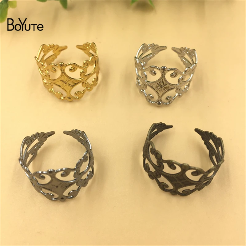 

BoYuTe 20Pcs Filigree Stamping Brass Ring Base 7 Colors Plated Adjustable Ring Setting Hand Made Diy Jewelry Accessories