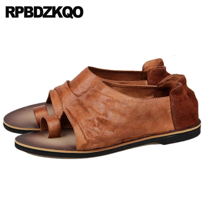 Summer Italian Men Sandals Leather Shoes Brown Black Japanese Toe Loop Open  High Quality 2021 Designer Famous Brand Genuine Flat - AliExpress Shoes