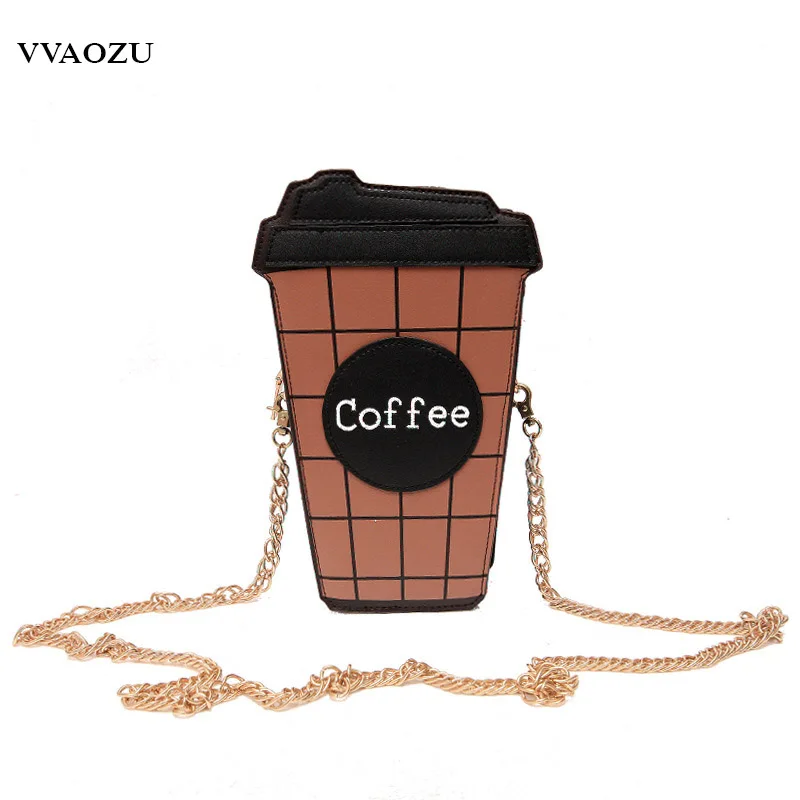 

New Arrival Funny Coffee Cup Design Shoulder Bag Women Mini Chain Messenger Crossbody Bag Casual Handbag Ladies Phone Clutch