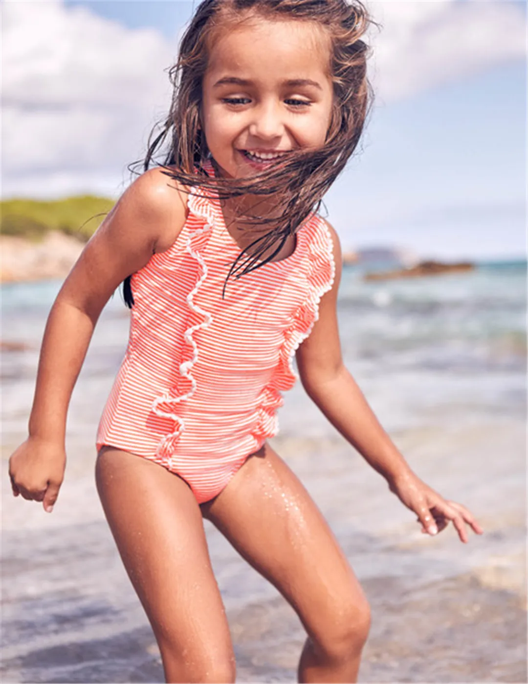 Летний купальный костюм для новорожденных, милый купальный костюм в полоску для мальчиков и девочек, детский купальный костюм для девочек, детская пляжная одежда
