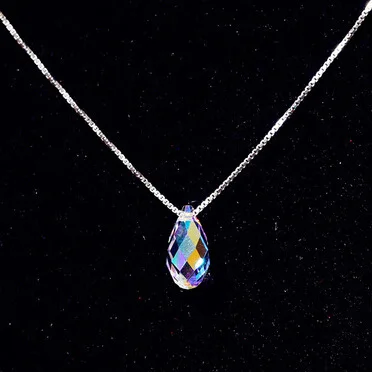 

925 sterling silver natural stone water drop necklaces & pendants for women long necklace fashion sterling-silver-jewelry