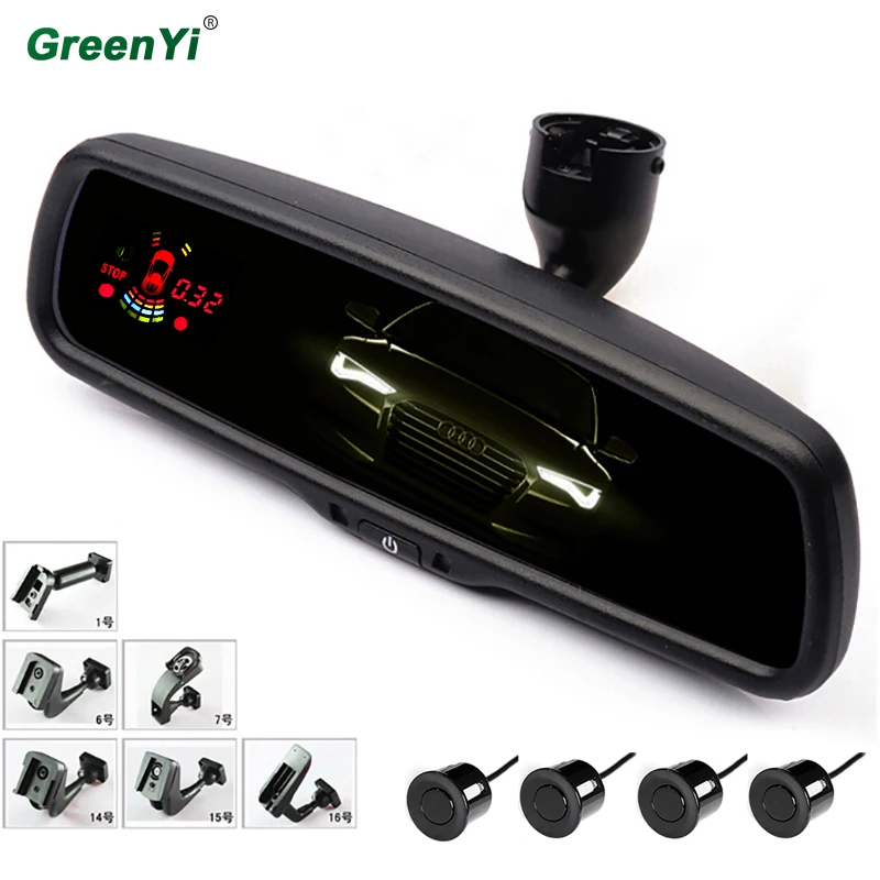 

GreenYi's new automatic dimming interior rearview mirror with front and rear parking sensor 4PCS 22 mm sensor