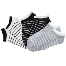 5 пар Короткие хлопковые цветные носки женские носки до щиколотки художественные 3D печатные полосы и сплошной узор без шоу женские носки черный серый белый