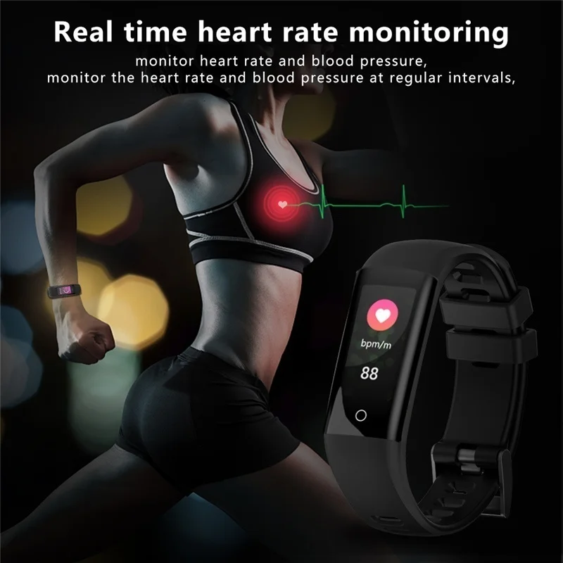 Fitness Bracelet Heart Rate Smart Watch Sleep Monitor Fitness Tracker Blood Pressure Smartband Color Screen Band
