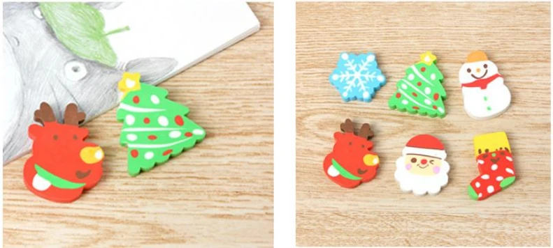 Coloffice 1PC Cartoon Christmas Kawaii Snowman Colorful Shape Eraser For Kids Student Gift Novelty Item Office School Supplies