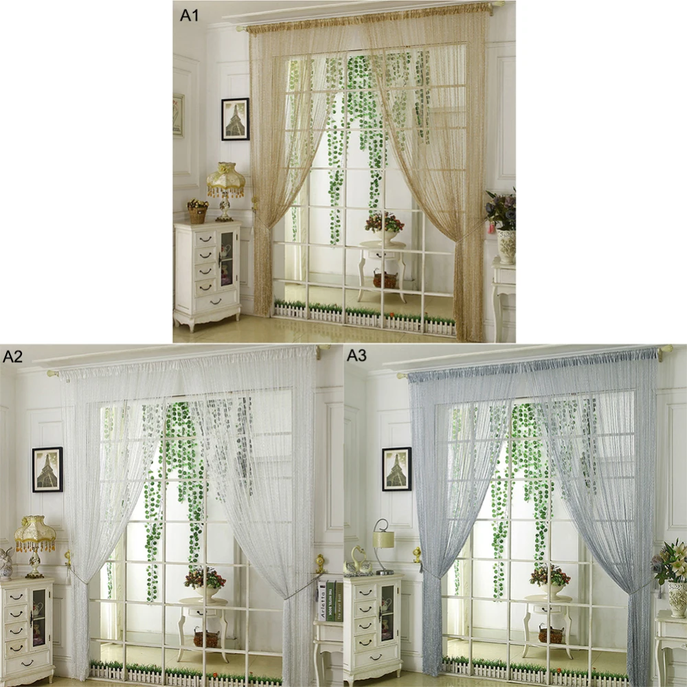 

String Curtain Shiny Tassel Line Curtains Window Door Divider Drape Decor Living Room wedding Decor