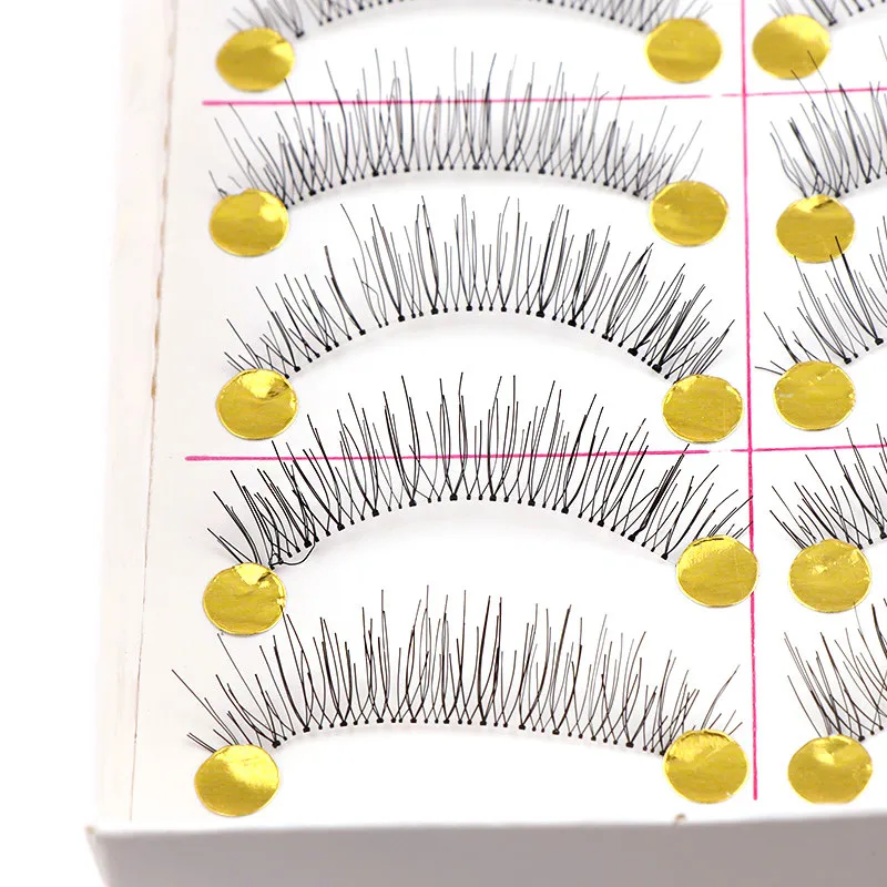 

10 Pairs High Quality Handmade Black Crisscross Man-made Fibers Transparent Plastic False Eyelashes For Makeup Beauty Tools