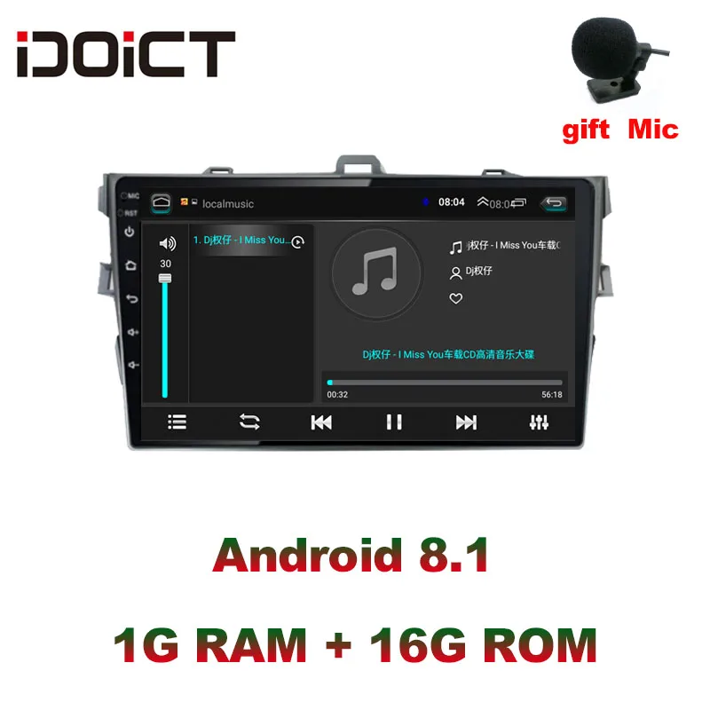 cheap IDOICT Android 8.1 Car DVD Player GPS Navigation Multimedia For Toyota Corolla Radio 2008 2013 car stereo Bluetooth