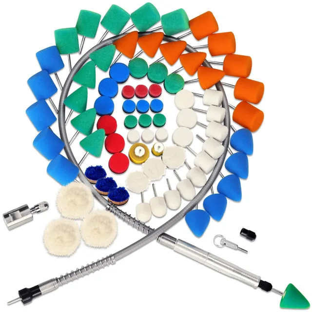SPTA 78pcs Mini Polishing Pad, Detail Polishing Pad Mix Size Kit for Rotary tool Polisher Electric Drill Waxing, Sealing Glaze