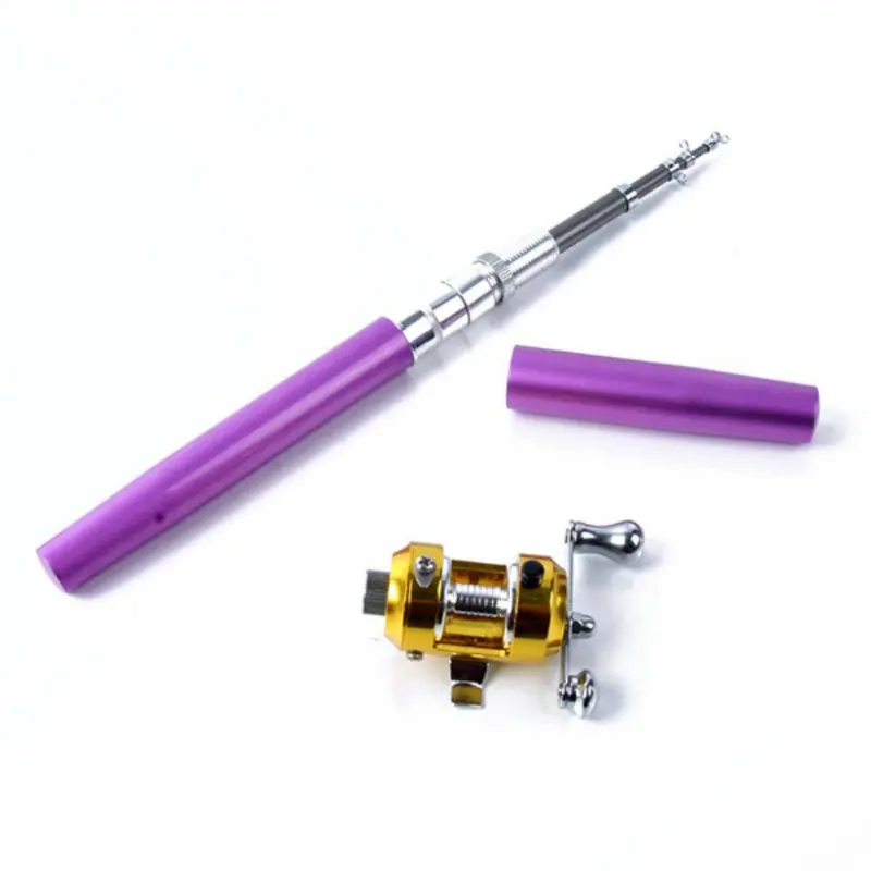 Открытый Мини Кемпинг путешествия baitcasing телескопическая карманная ручка удочка+ катушка - Цвет: Фиолетовый