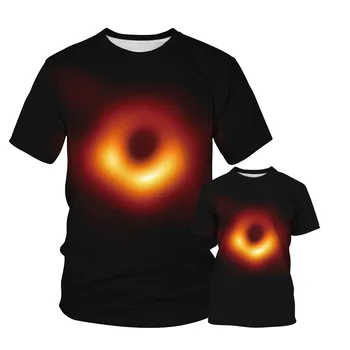 

RUNNING CHICK Black hole digital print parent-child wear short-sleeved T-shirt