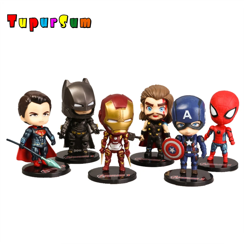 

Q Version Action Figure Superhero Spiderman Iron Man Figure Solar Energy Shake head Toy 12cm Chritmas Gift Toys Dolls