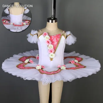 

Pink Pre-Professional Ballet Dance Tutu Costume for Child and Adult White Velvet Bodice with Layers of Pleated Tulle Tutus BL058