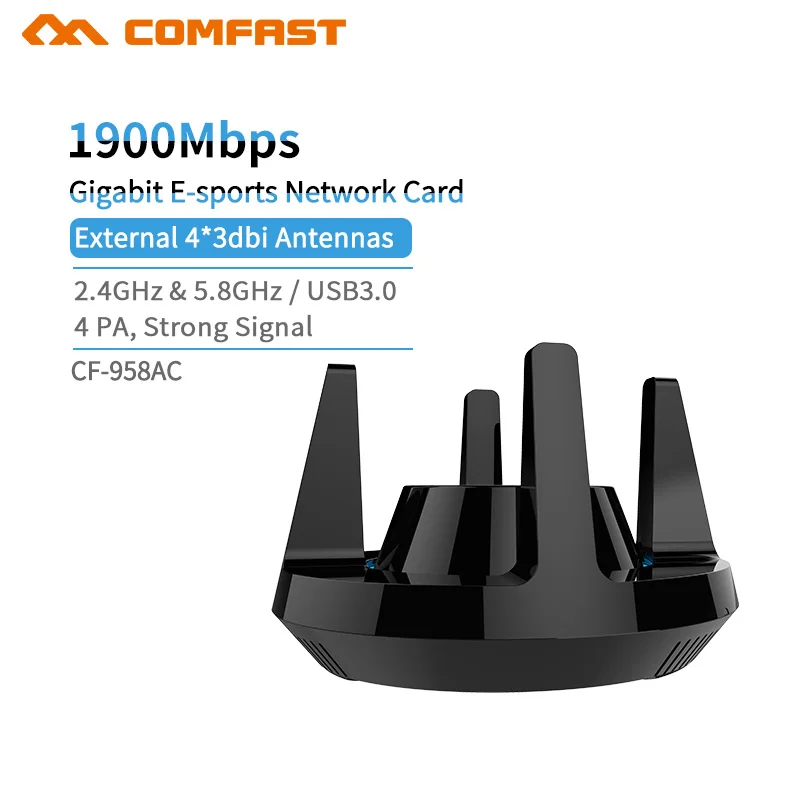 

AC 1900Mbps High Speed Wireless WiFi USB Adapter Dual Band 2.4/5Ghz 4*3 External Antenna 802.11AC Network Card USB3.0 Receiver