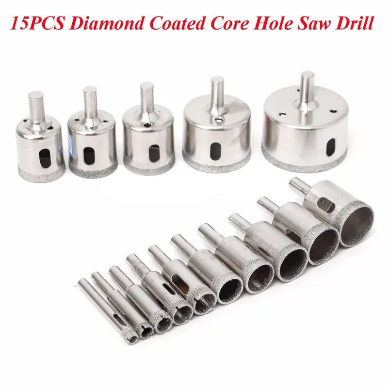 10 PCS Diamond Drill Bit Set 3-50mm Tile Marble Glass Ceramic Hole Saw Drilling