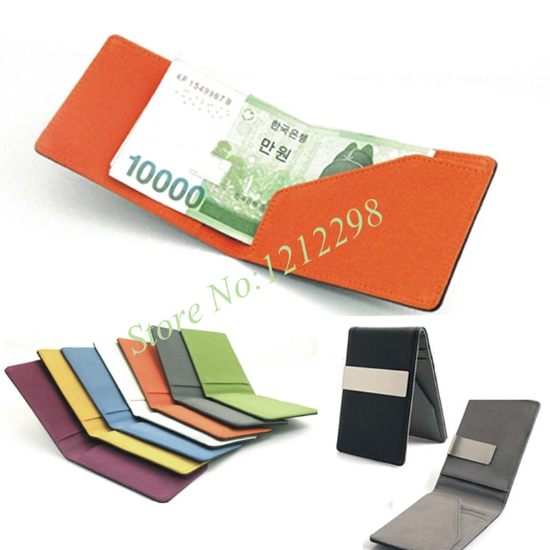 Money Clips Metal Clamp Leather Wallet Multifunctional Colourful Thin For Men Women Cash Holder Purse credit card holder id card holder synthetic leather wallet metal money clip