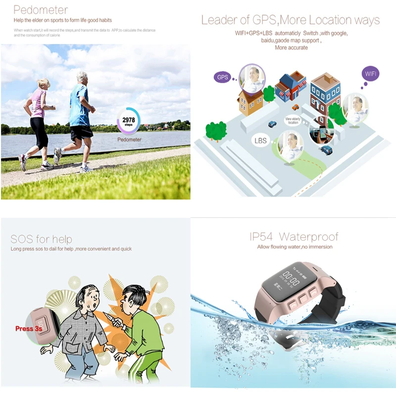 SMARCENT D99 Elderly Kids GPS Tracker Android Smart Watch for Map SOS Wristwatch GSM Wifi Safety Anti-Lost Locator Watch PK D100