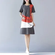 Новое летнее хлопковое и льняное платье с коротким рукавом и О-образным вырезом ТРАПЕЦИЕВИДНОЕ женское платье свободного покроя размера плюс платья макси для вечеринок