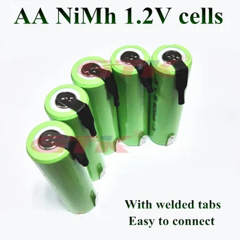 

15pcs Welded tabs Nimh AA 1.2V 1800mAh rechargeable battery 14500 for Solar light shaver razor toy remote control nickel camera