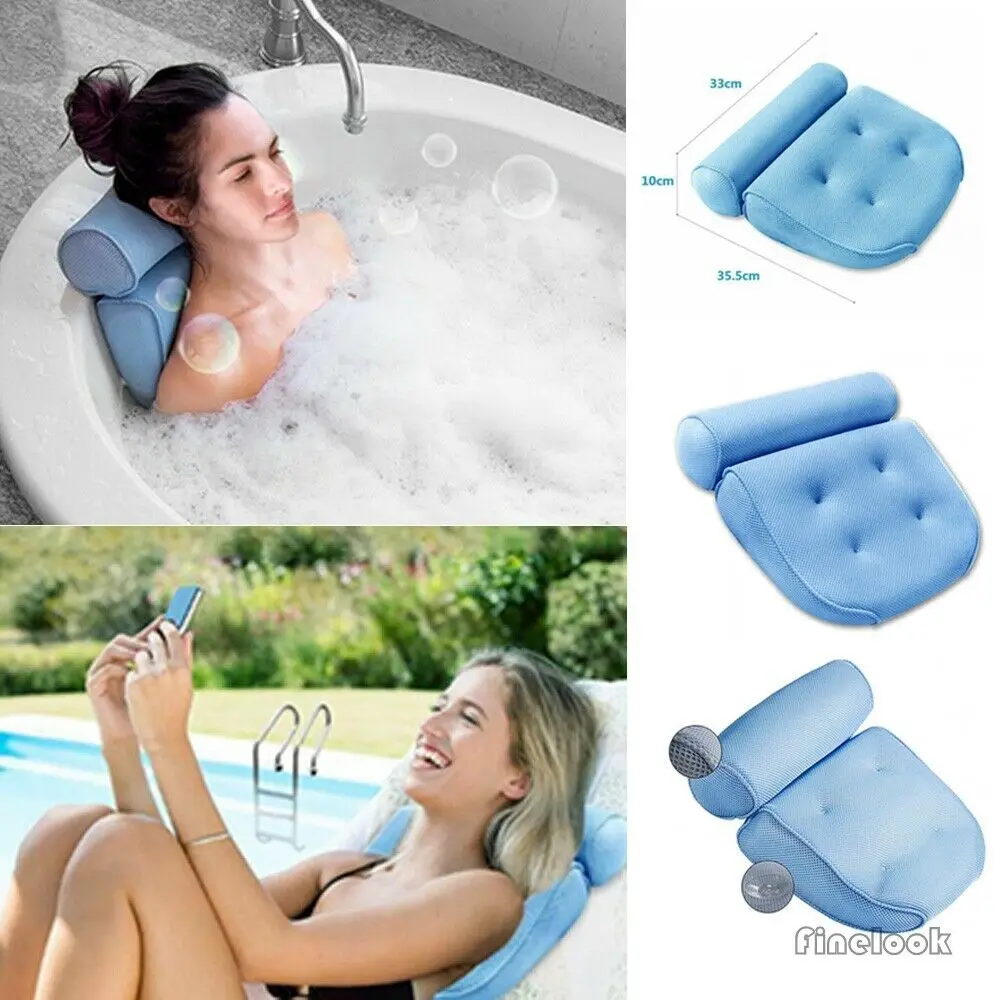

Hot Sells 3D Mesh Bath Pillow Spa Pillow for Hot Tub Jacuzzi Bathtub with 4 Suction Cups
