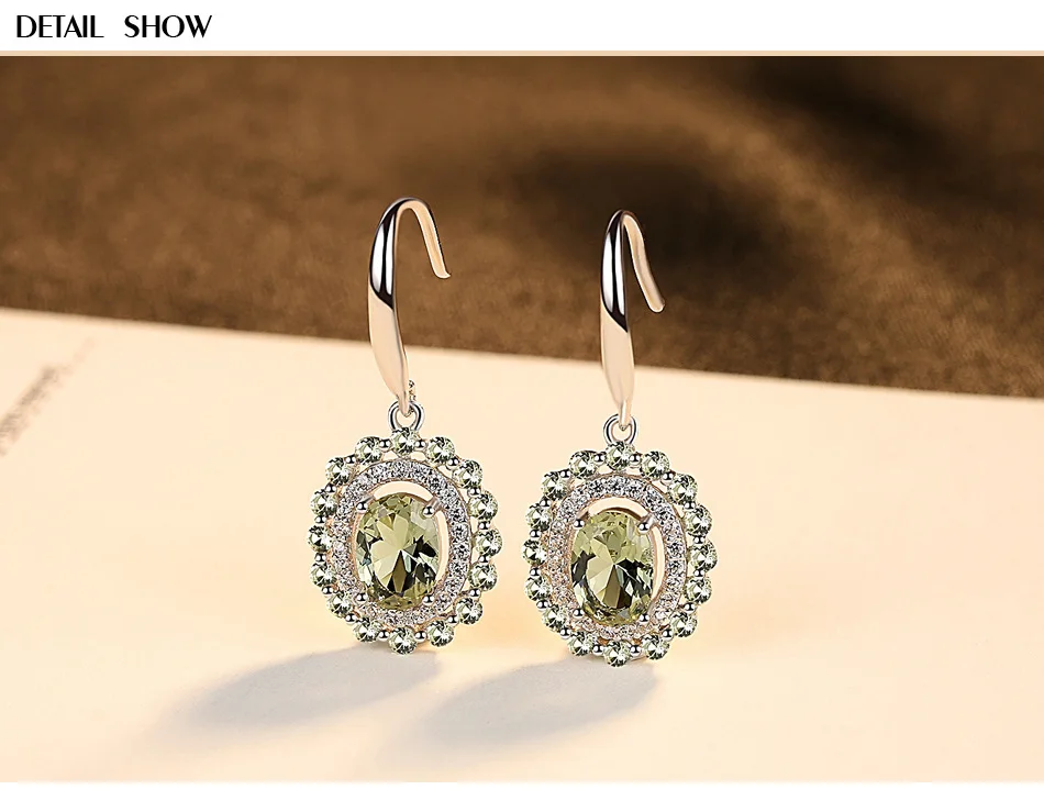 

S925 sterling silver earrings women's peridot fashion earrings LBM22