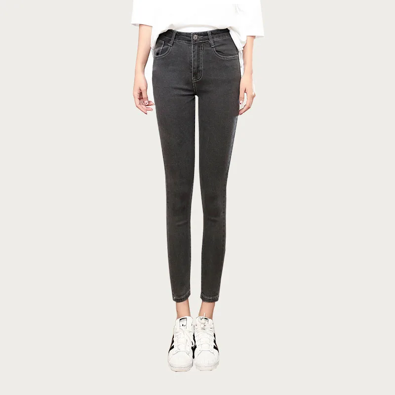 Летние обтягивающие серые джинсы для женщин и девушек, модные обтягивающие высокие эластичные черные, синие джинсовые узкие брюки, женские брюки 3 цветов - Цвет: Grey Jeans