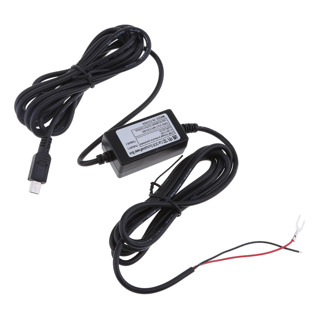 Car Dash Cam Hardwire Kits 12/24V To 5V 1.5A with Mini USB Stright Head Power Adapter Cable