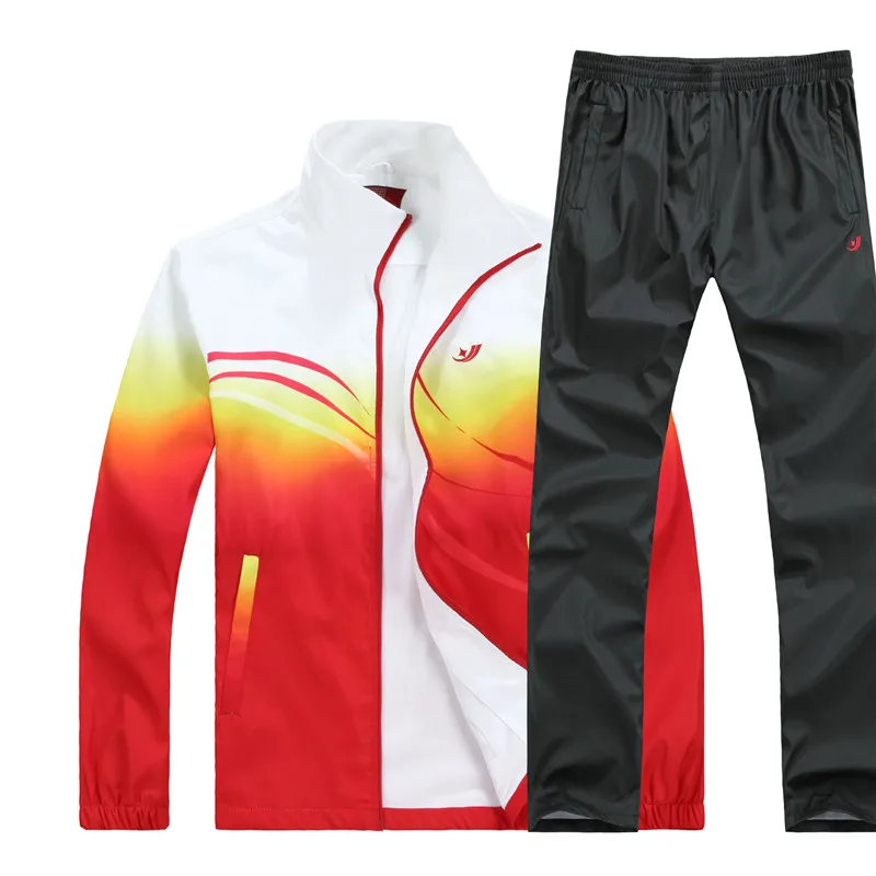 

Men's Set New Spring Autumn Men Sportswear 2 Piece Sets Running Suit Jacket+Pant Young Male Fashion Tracksuit Asia Size L-4XL