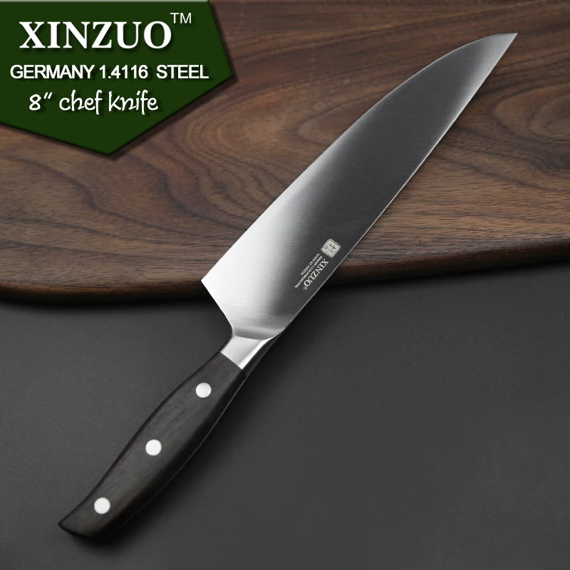 XINZUO 8'' inch Chef Knife GERMAN DIN1.4116 Steel Kitchen Knives Brand Rosewood Handle Cleaver Meat Knife Kitchen Cooking Tools